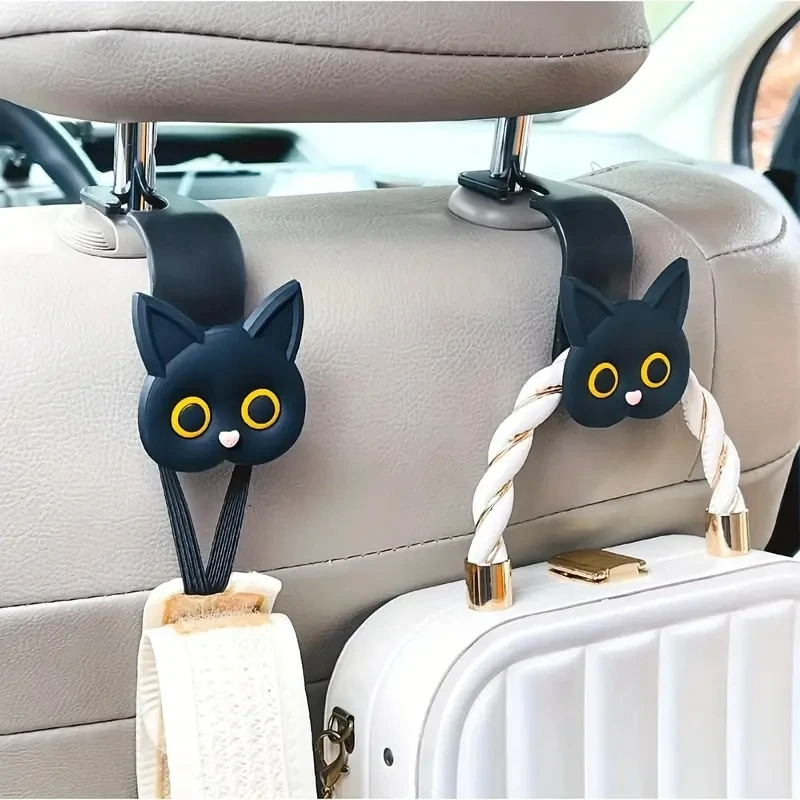Crochets appuie-tête voiture chat 3D – lot de 2