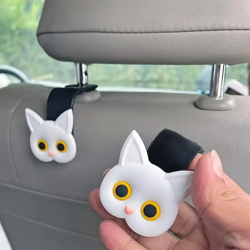 Crochets appuie-tête voiture chat 3D – lot de 2