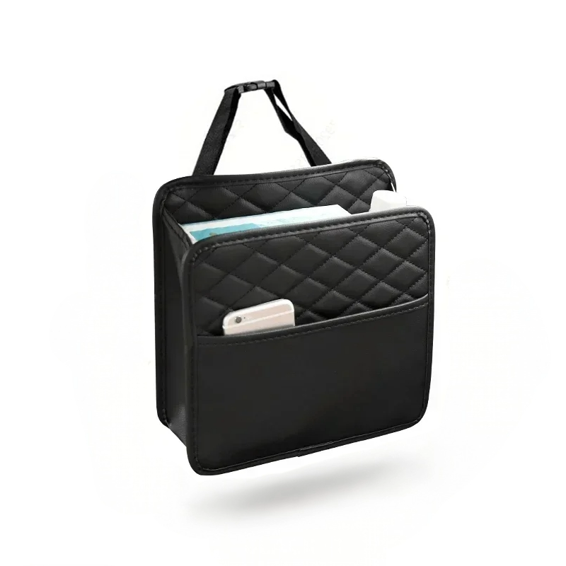 Sac de rangement dossier siège auto en cuir – poubelle